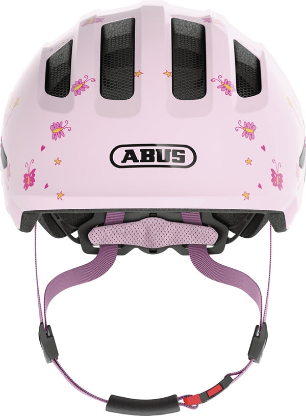 Abus Smiley 3.0 Rose Princess. Lyserød cykelhjelm til barn og baby med prinsesser på